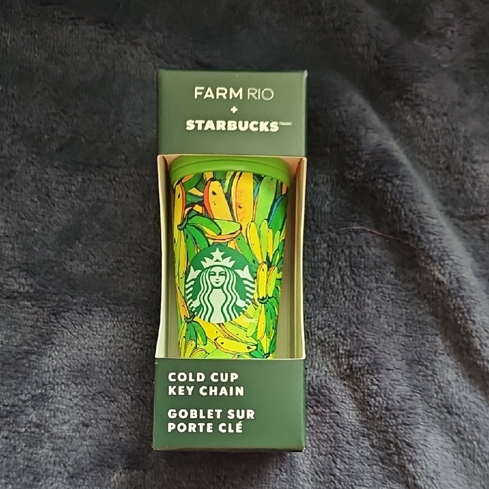 Starbucks x Farm Rio Tropical Banana Leaves Mini Cold Cup Tumbler Keychain NIB